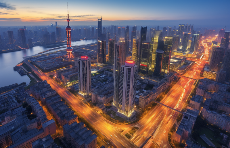 唯美晚霞下的都市建筑与街道,高清,摄影图,摄影图片,图片大全,摄影图免费下载